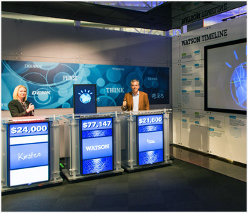 IBM Watson exhibit featuring the original Jeopardy! Stage Set